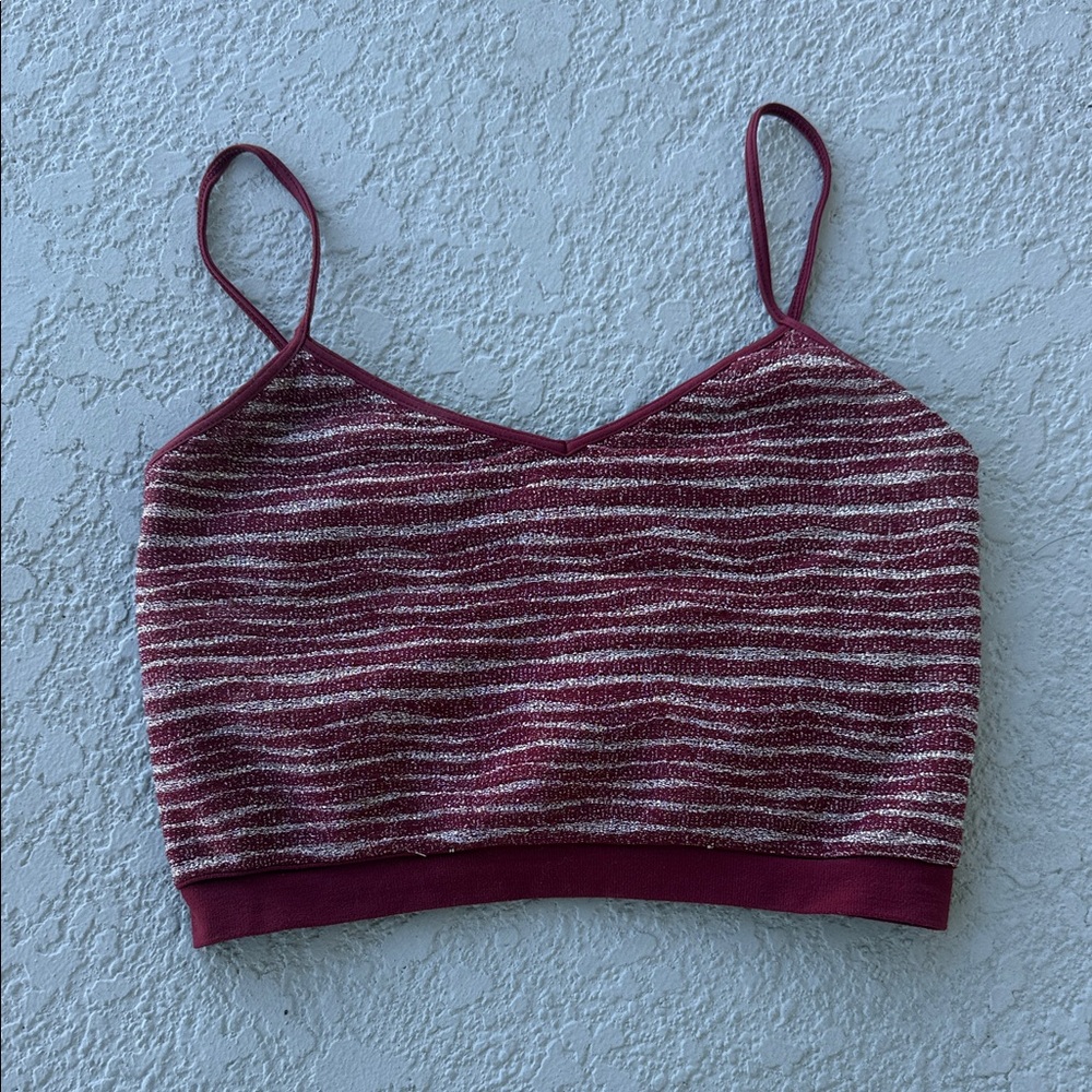 Nikibiki maroon & silver crop top